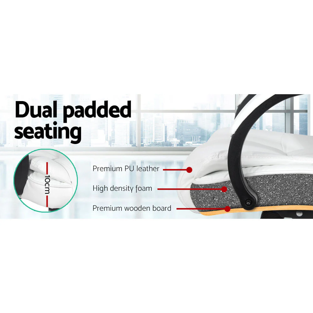 Executive Office Chair Leather Tilt White - Image 4