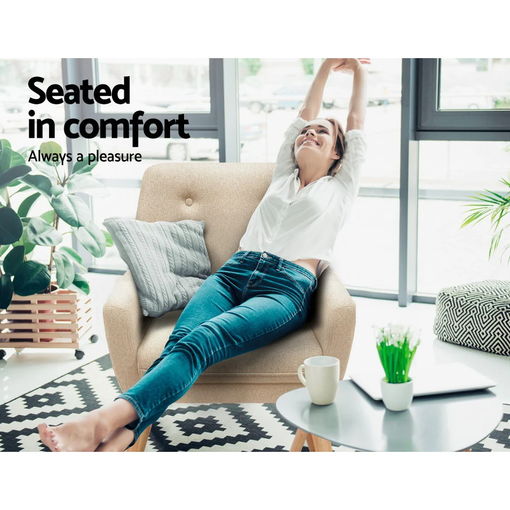 Fabric Dining Armchair - Beige - Image 4