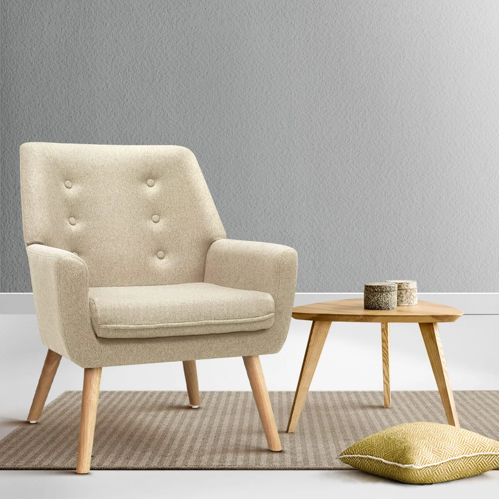 Fabric Dining Armchair - Beige - Image 8