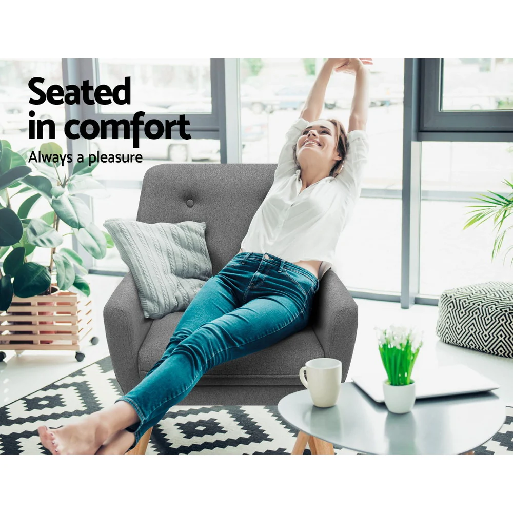 Fabric Dining Armchair - Grey - Image 4