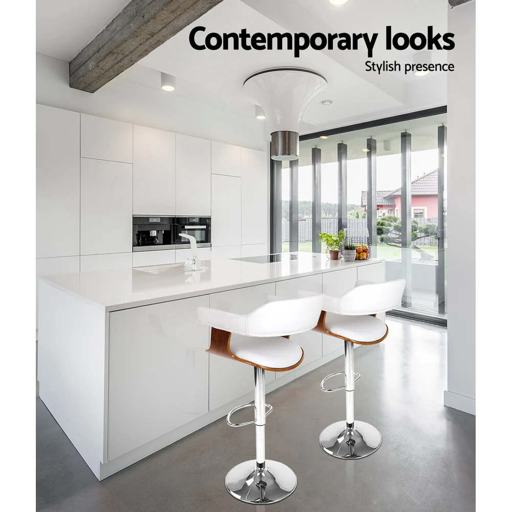 Finley Wooden Gas Lift Bar Stool With Armrest White - Image 4