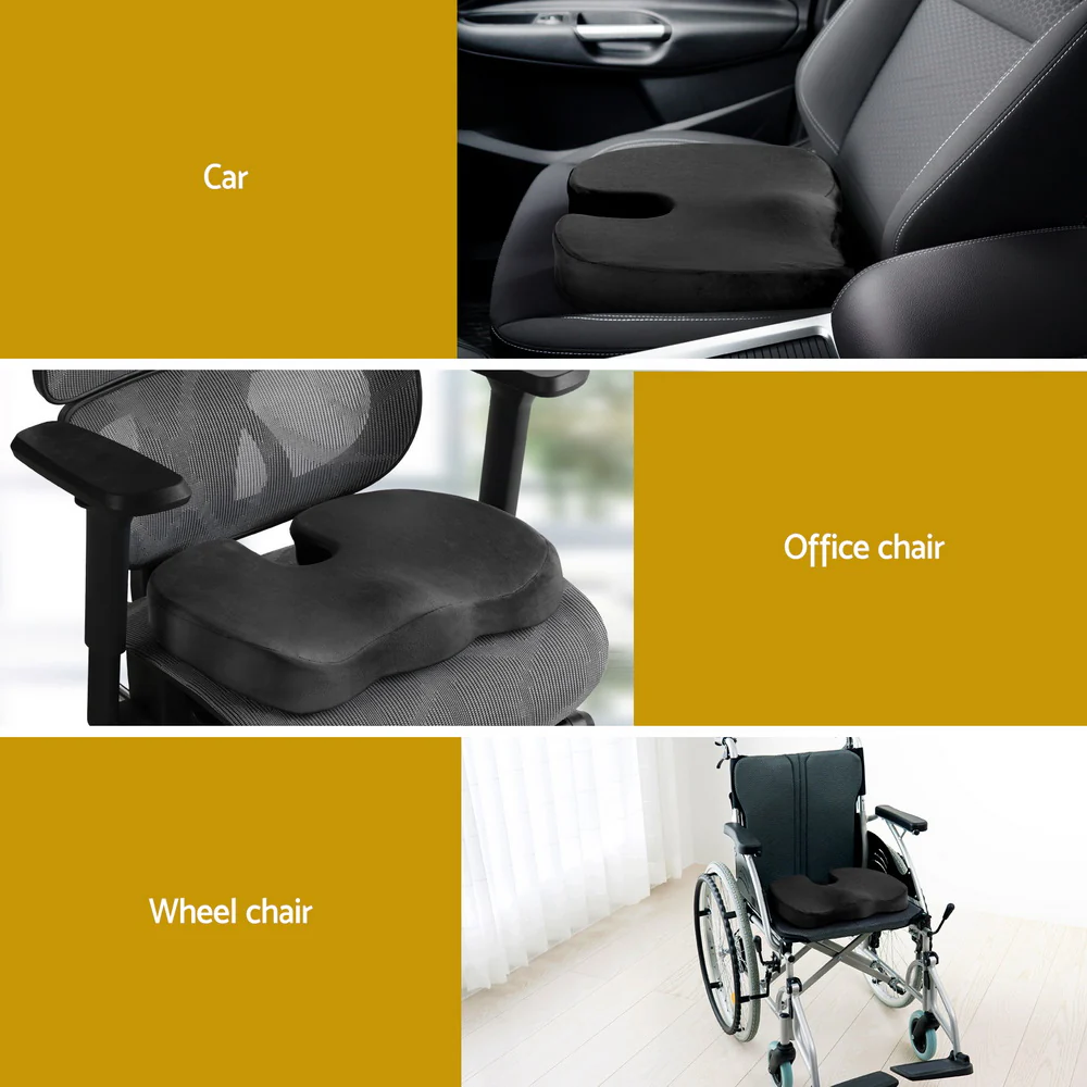 Seat Cushion Memory Foam Pillow Back Pain Relief Chair Pad Black - Image 6