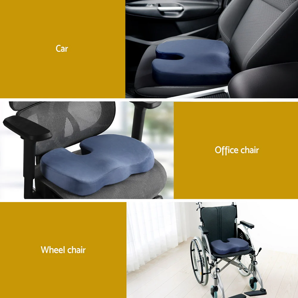 Seat Cushion Memory Foam Pillow Back Pain Relief Chair Pad Blue - Image 6