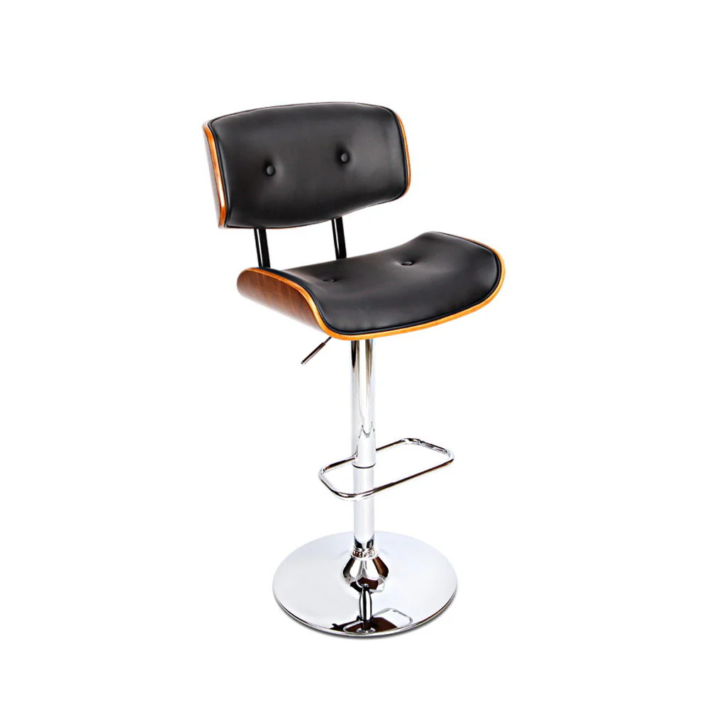 Hailey Wood and Leather Gas Lift Bar Stool Black and Chrome - Image 8