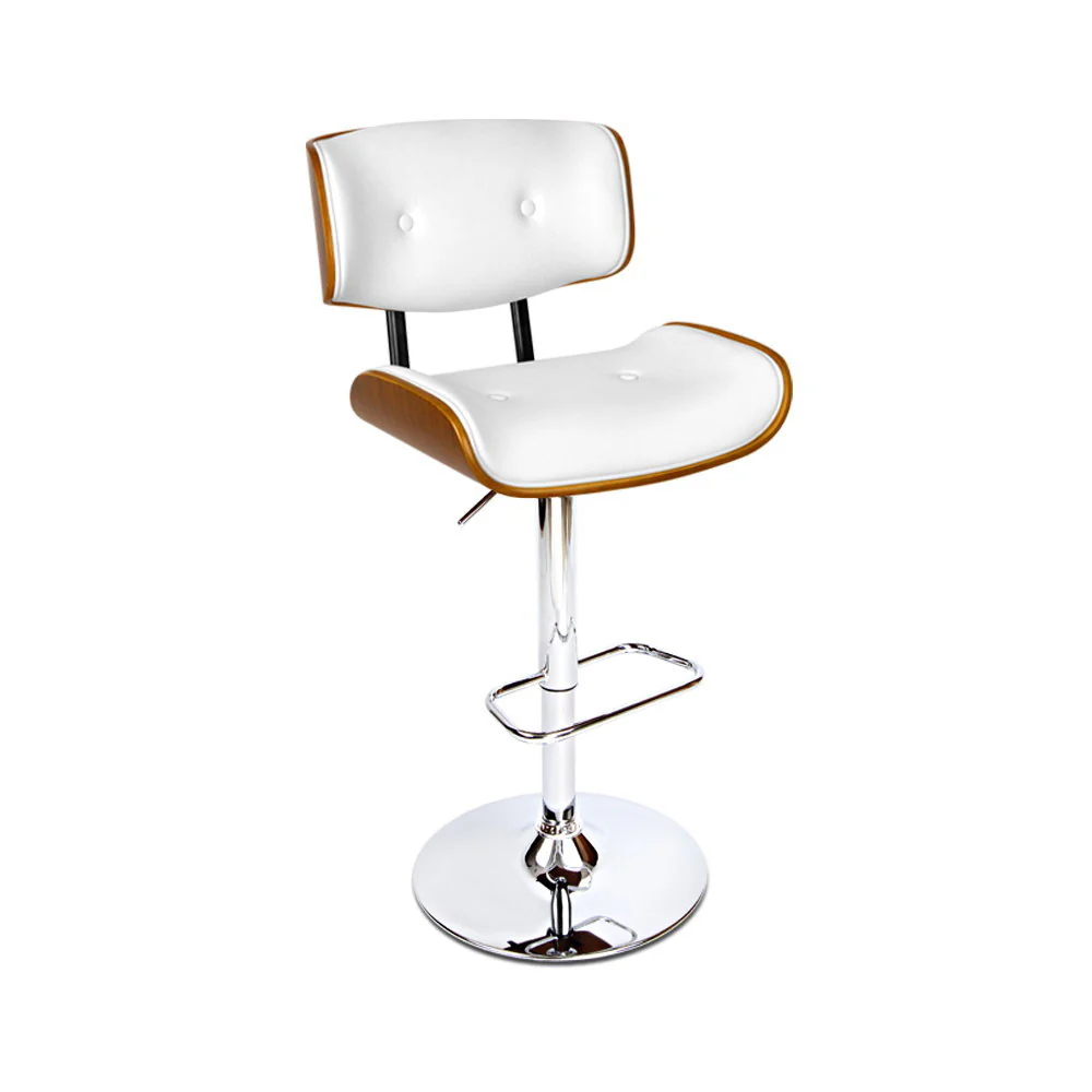 Hailey Wood and Leather Gas Lift Bar Stool White and Chrome - Image 8