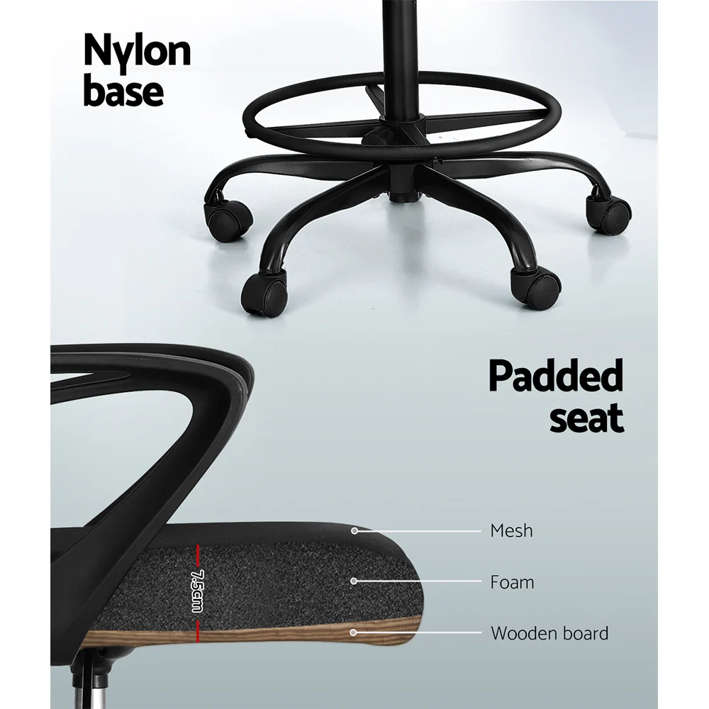 Office Chair Drafting Stool Computer Standing Desk Mesh Chairs Black - Image 6