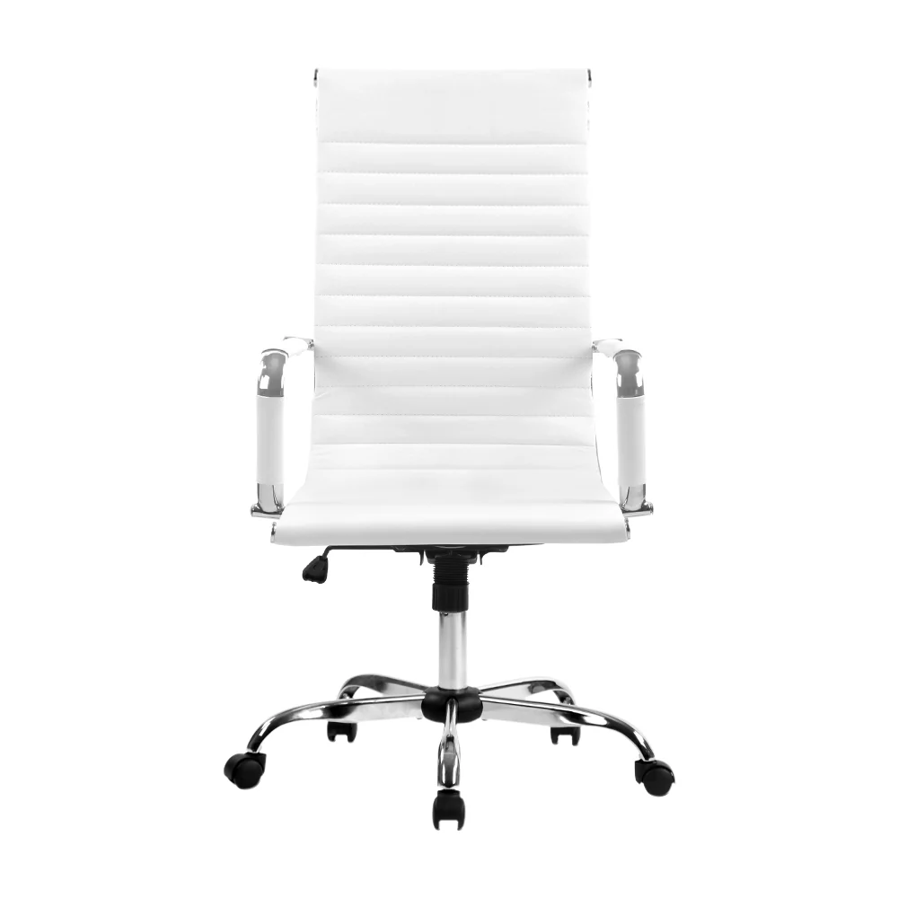 Office Chair PU Leather High Back White - Image 3