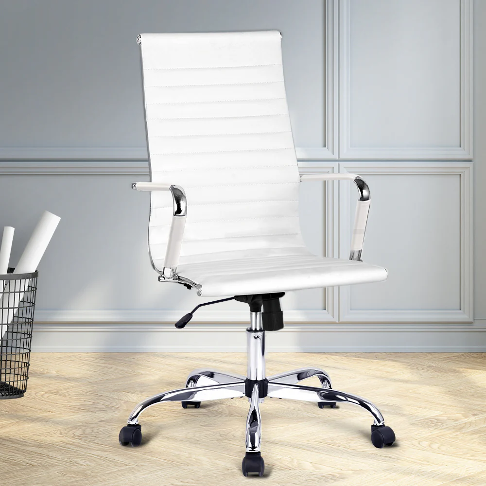 Office Chair PU Leather High Back White - Image 7