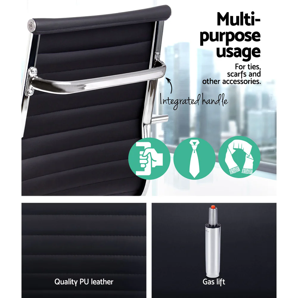 Office Chair PU Leather Mid Back Black - Image 6