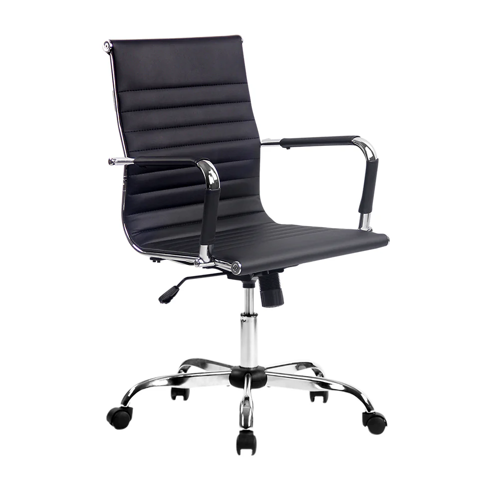 Office Chair PU Leather Mid Back Black - Image 8
