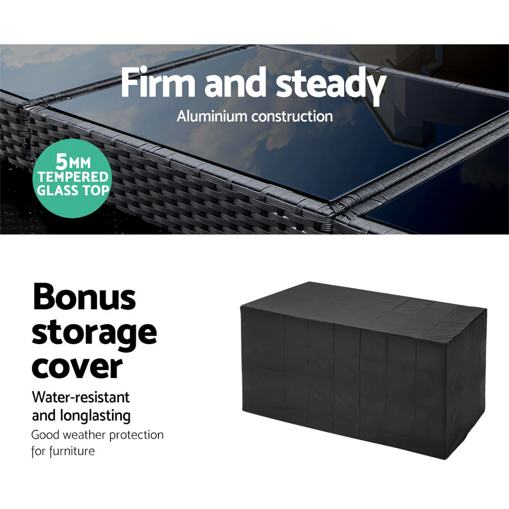 Outdoor Bar Set Table Chairs Stools Rattan Patio Furniture 4 Seaters - Image 6