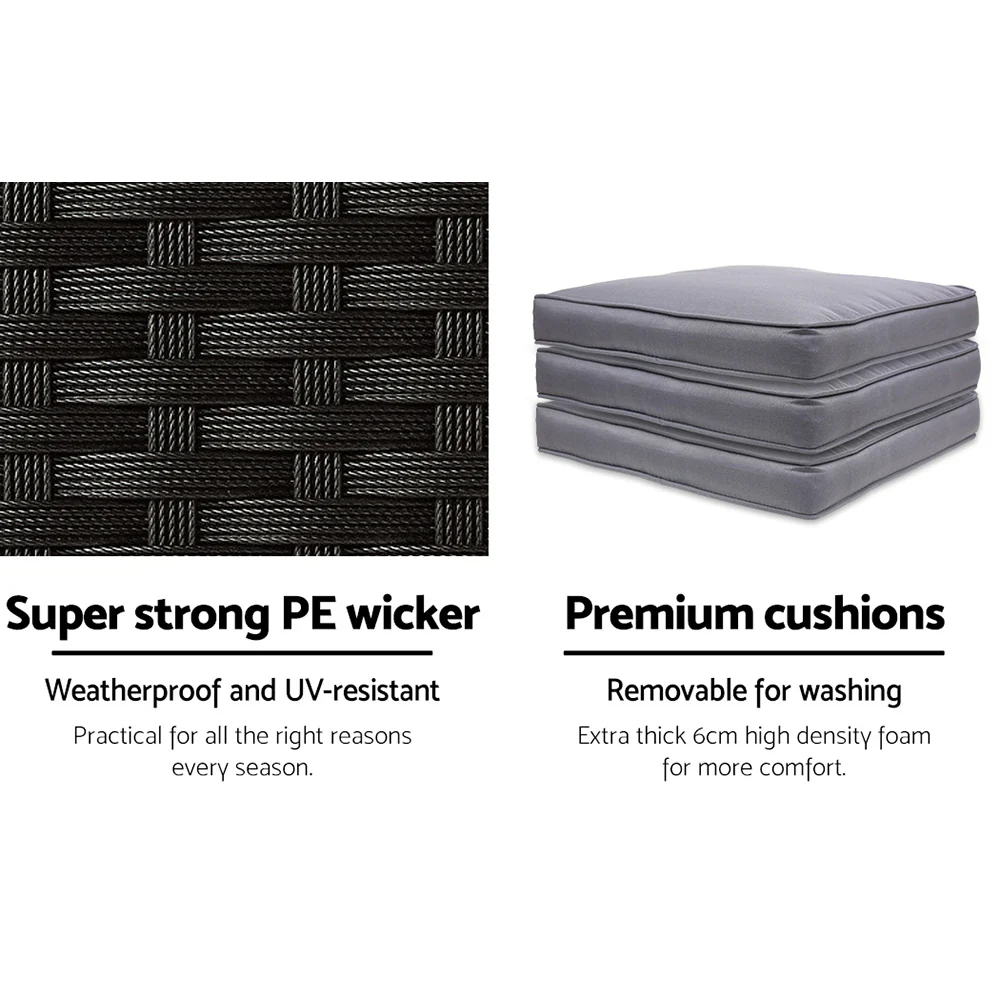 Outdoor Bar Set Table Chairs Stools Rattan Patio Furniture 4 Seaters - Image 7