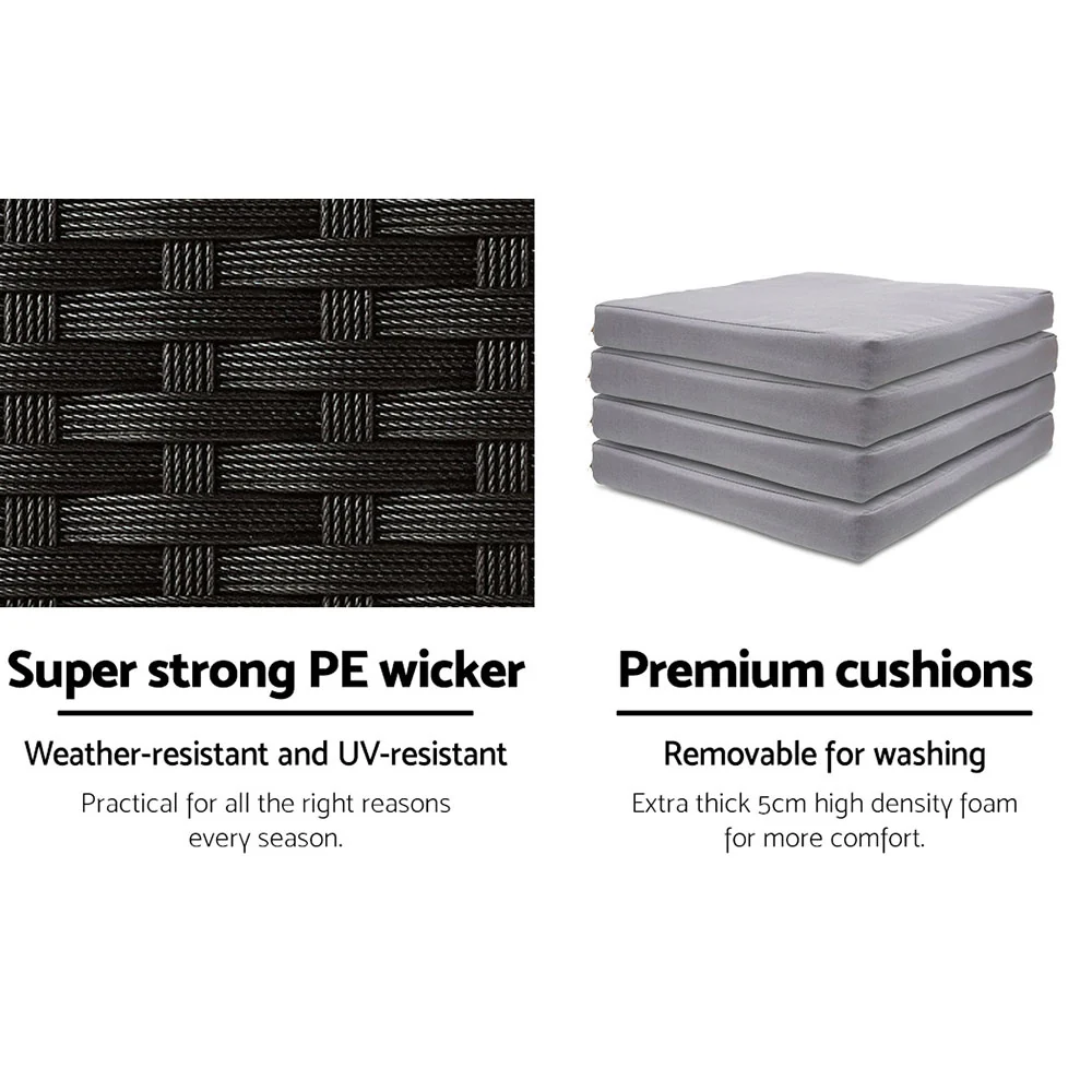 Outdoor Bar Set Table Stools Furniture Dining Chairs Wicker Patio Garden - Image 7