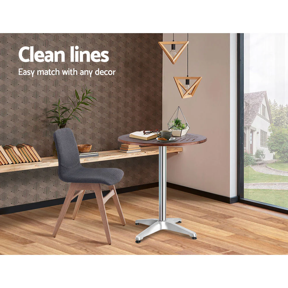 Outdoor Bar Table Furniture Wooden Cafe Table Aluminium Adjustable Round - Image 4