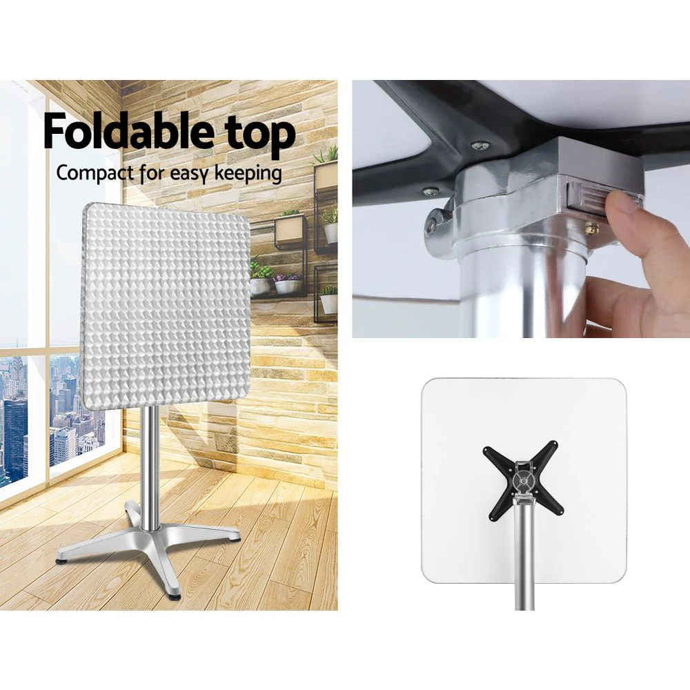 Outdoor Bistro Set Bar Table Stools Adjustable Aluminium Cafe 3PC Square - Image 6