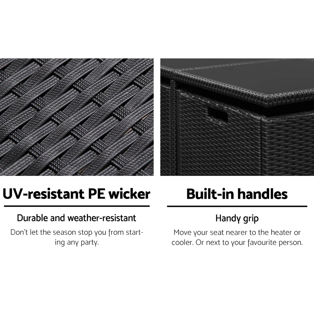 Outdoor Dining Set 5 Piece Wicker Table Chairs Setting Black - Image 6