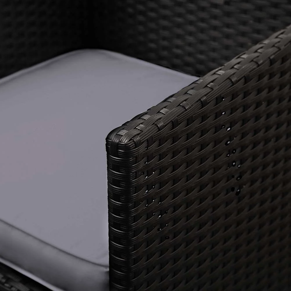 Outdoor Dining Set 5 Piece Wicker Table Chairs Setting Black - Image 7