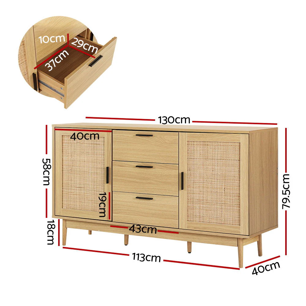 Rattan Buffet Sideboard - BRIONY Oak - Image 3