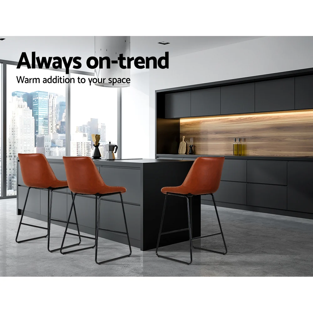 Set of 2 Archer Bar Stools - Brown - Image 4