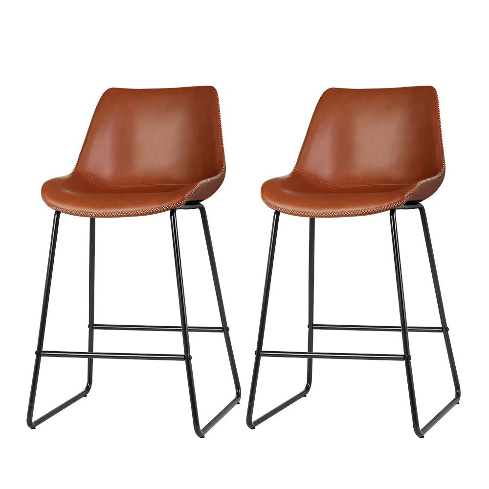 Set of 2 Archer Bar Stools - Brown - Image 7