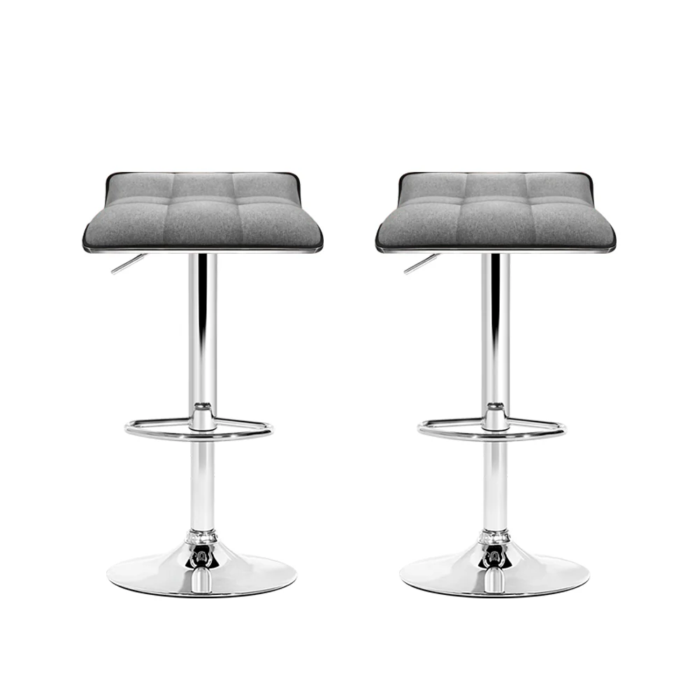 Set of 2 Avianna Swivel Bar Stools - Grey & Chrome - Image 3