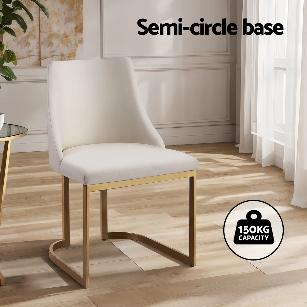 Set of 2 Balen Dining Chairs Linen Fabric Beige - Image 4