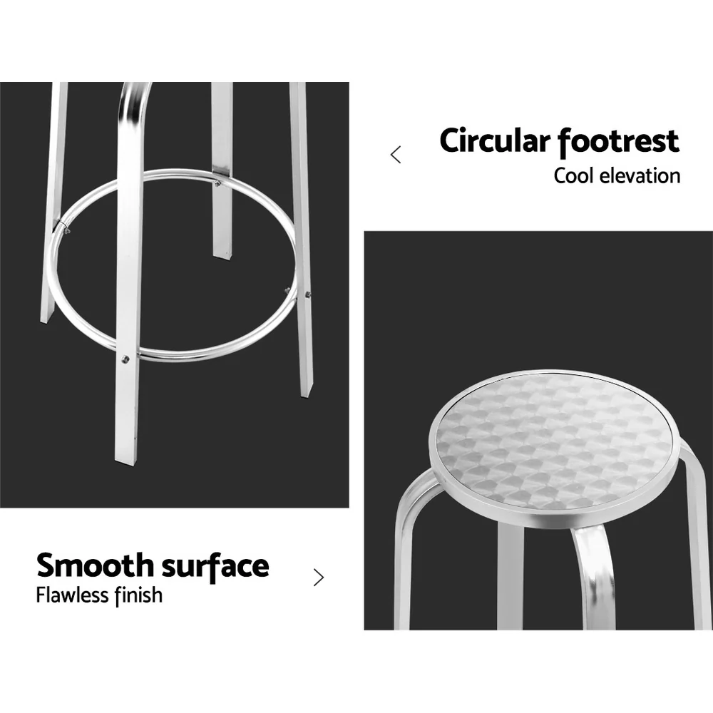 Set of 2 Outdoor Bar Stools Patio Furniture Indoor Bistro Kitchen Aluminum - Image 6