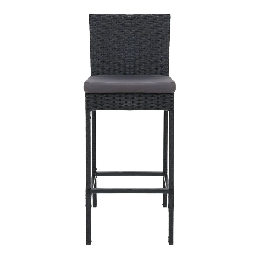 Set of 4 Outdoor Bar Stools Dining Chairs Wicker Furniture - Image 3