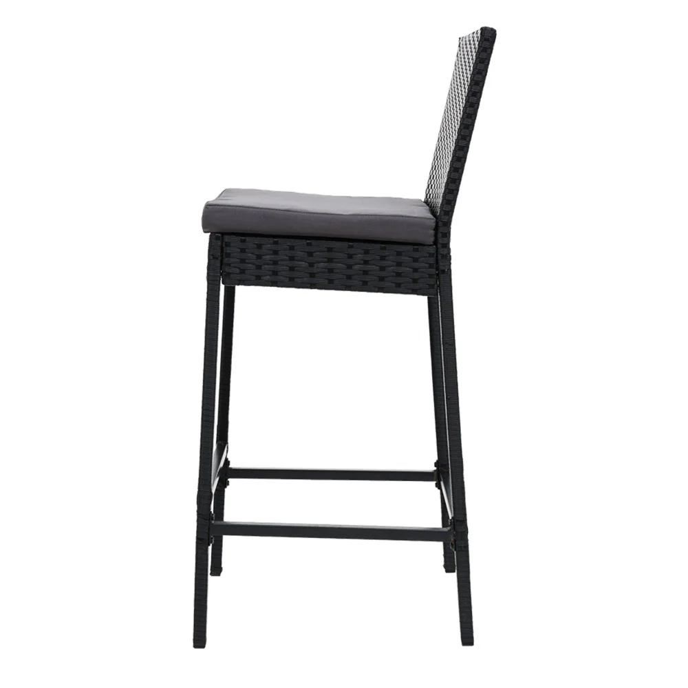 Set of 4 Outdoor Bar Stools Dining Chairs Wicker Furniture - Image 4