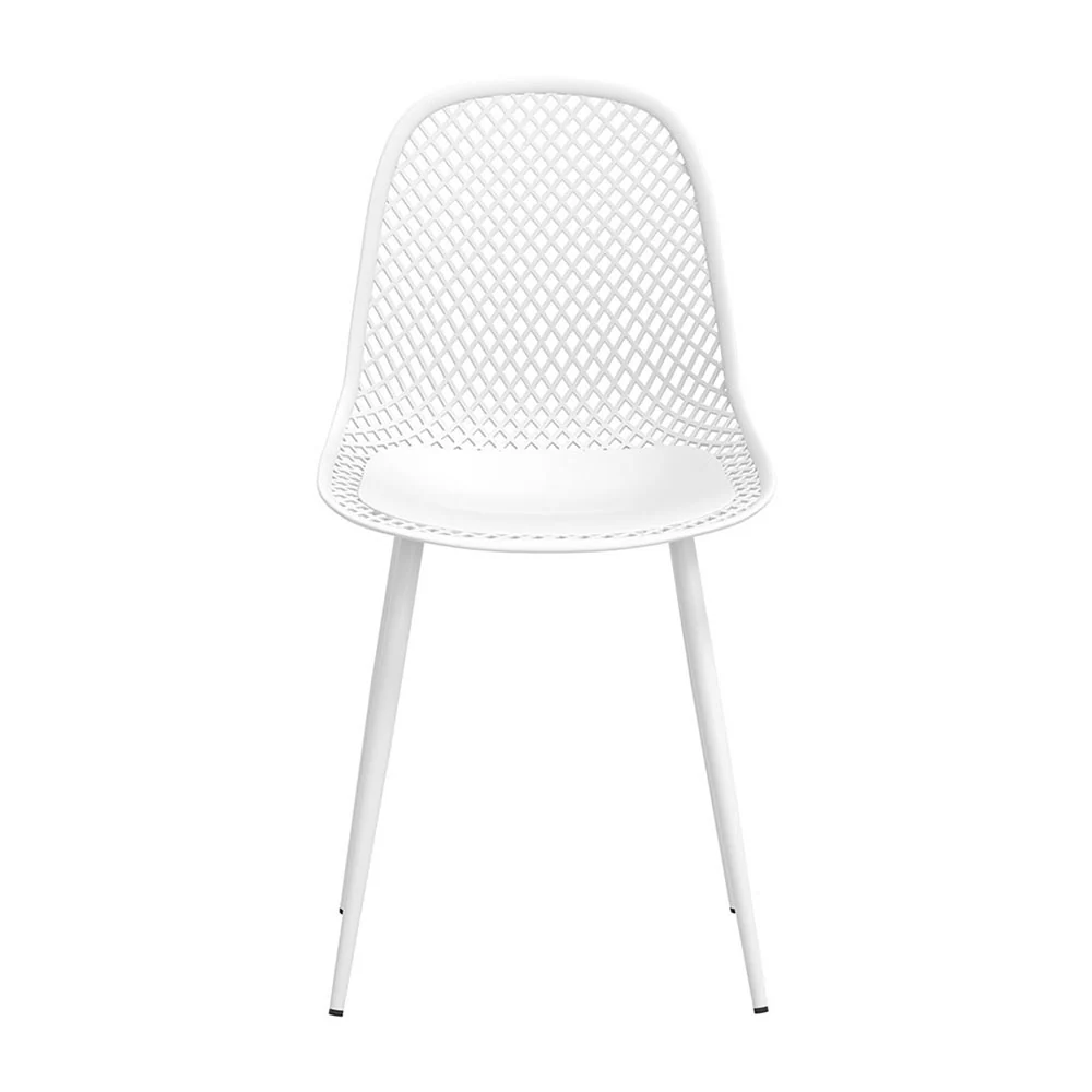 Set of 4 Outdoor Ventilated Dining Chairs White - Image 3