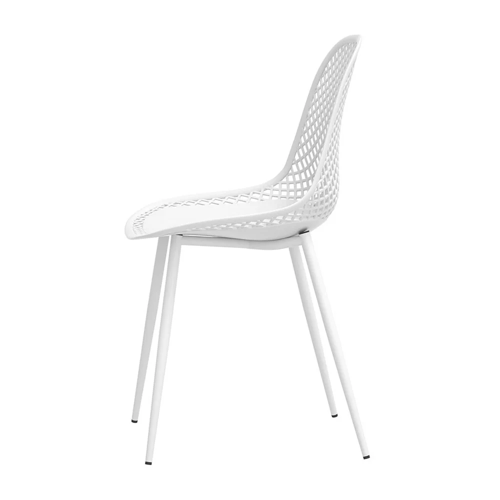 Set of 4 Outdoor Ventilated Dining Chairs White - Image 4