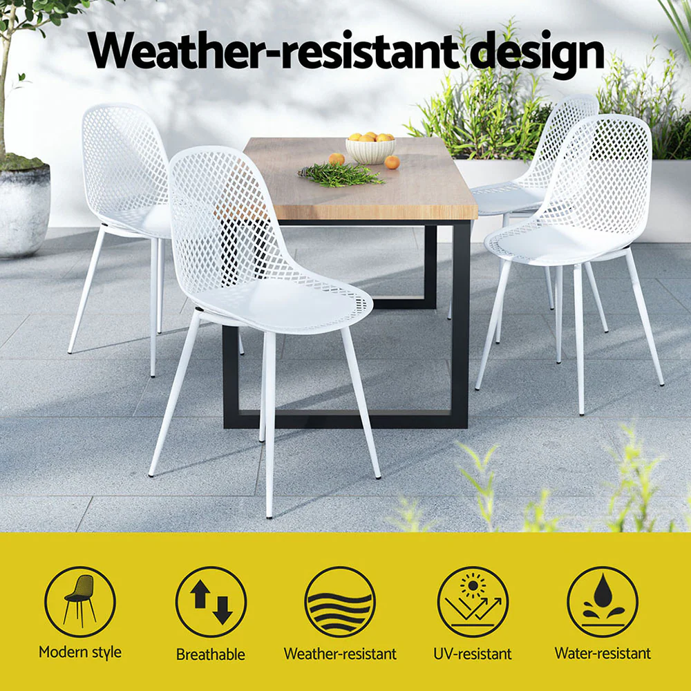Set of 4 Outdoor Ventilated Dining Chairs White - Image 5