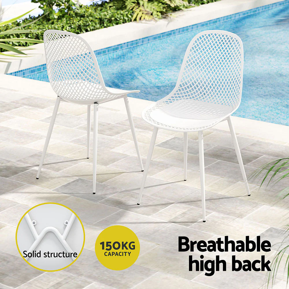 Set of 4 Outdoor Ventilated Dining Chairs White - Image 6