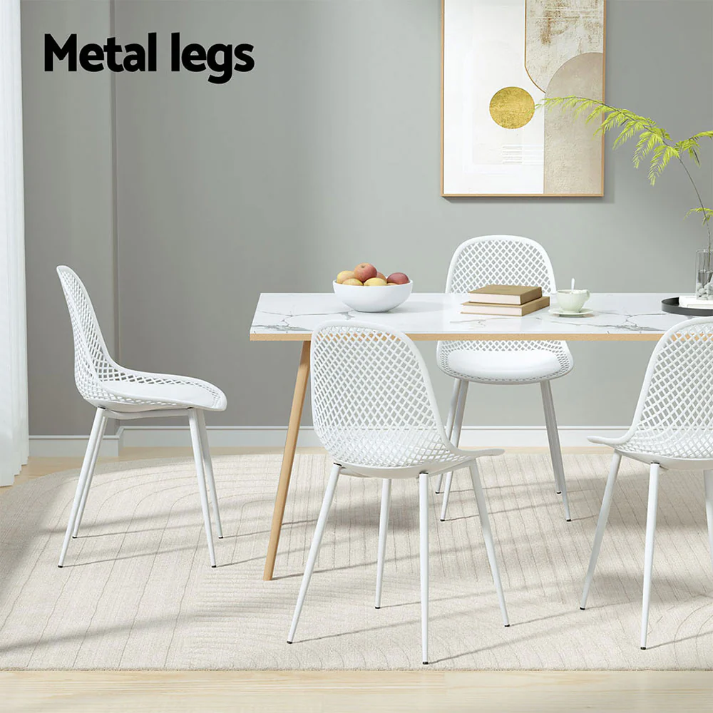 Set of 4 Outdoor Ventilated Dining Chairs White - Image 7