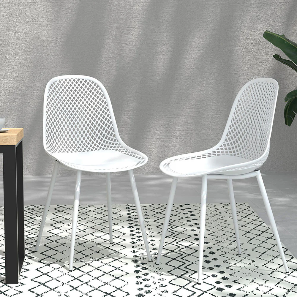 Set of 4 Outdoor Ventilated Dining Chairs White - Image 8