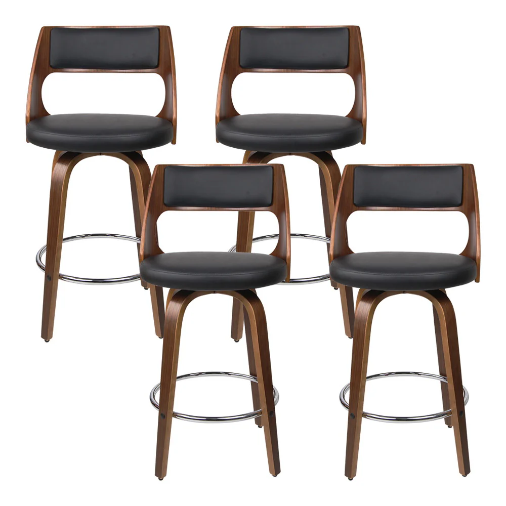 Set of 4 Sloane Bentwood Bar Stools 76cm Seat Height - Walnut & Black - Image 3
