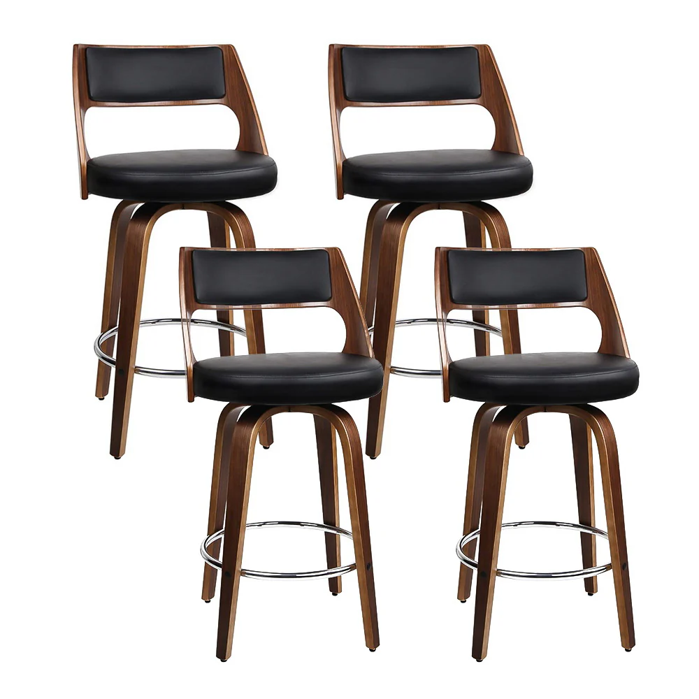 Set of 4 Sloane Bentwood Bar Stools 76cm Seat Height - Walnut & Black - Image 8