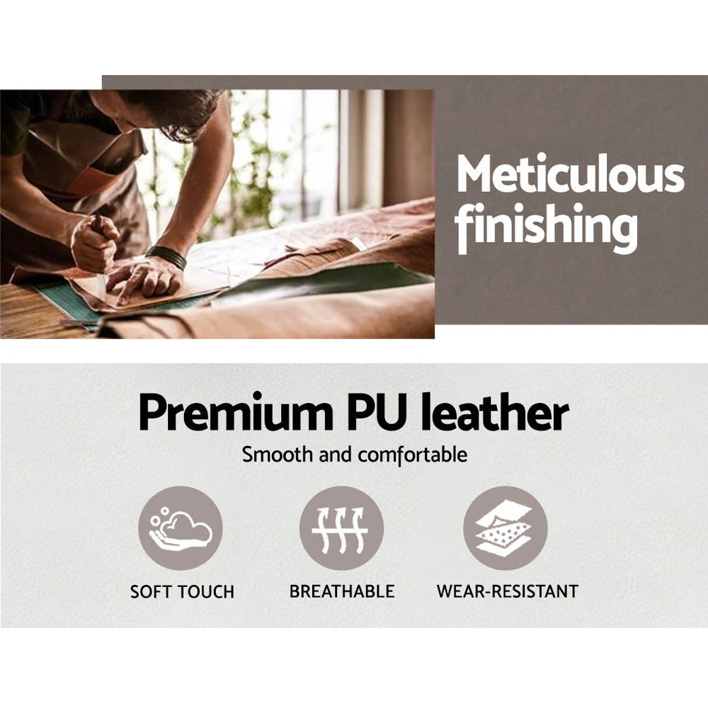 Wooden Office Chair Leather Seat White - Image 6